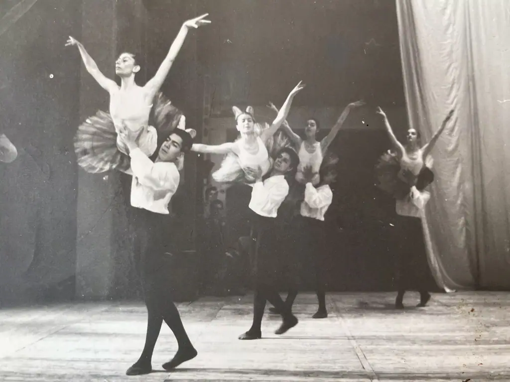 Archival photograph of Arpi performing on stage in Armenia